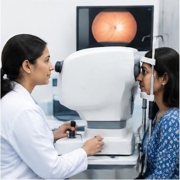 Retina imaging during a specialist eye assessment