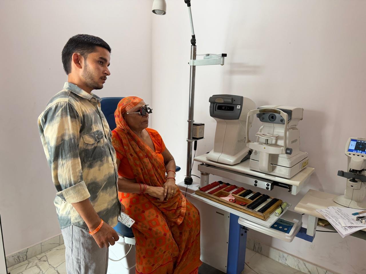 Patient eye examination at Drishti Eye Center